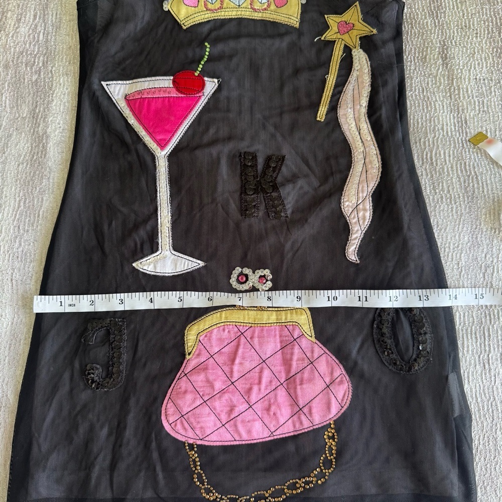 Mona Lisa Black Dress with Pink and Gold Embellishments, Size 8 - Picture 8 of 9